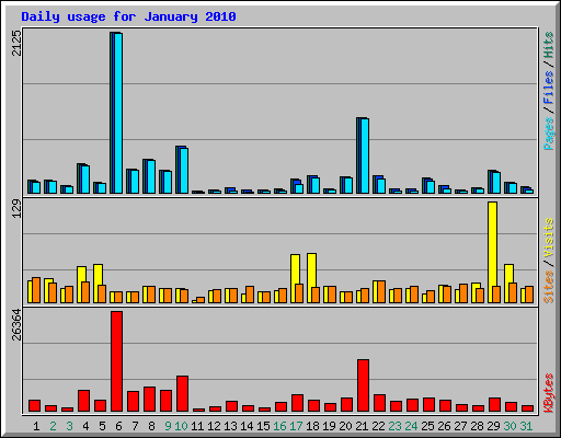 Daily usage for January 2010