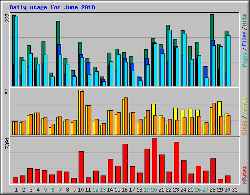 Daily usage for June 2010