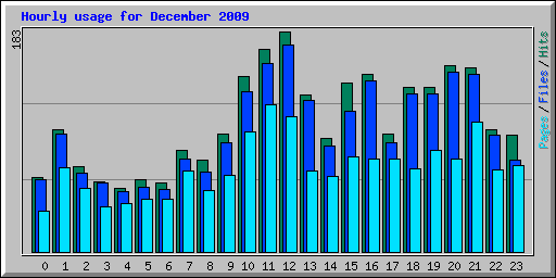 Hourly usage for December 2009