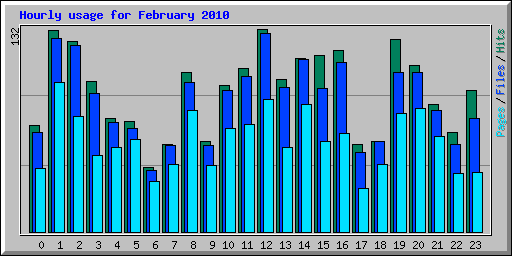 Hourly usage for February 2010